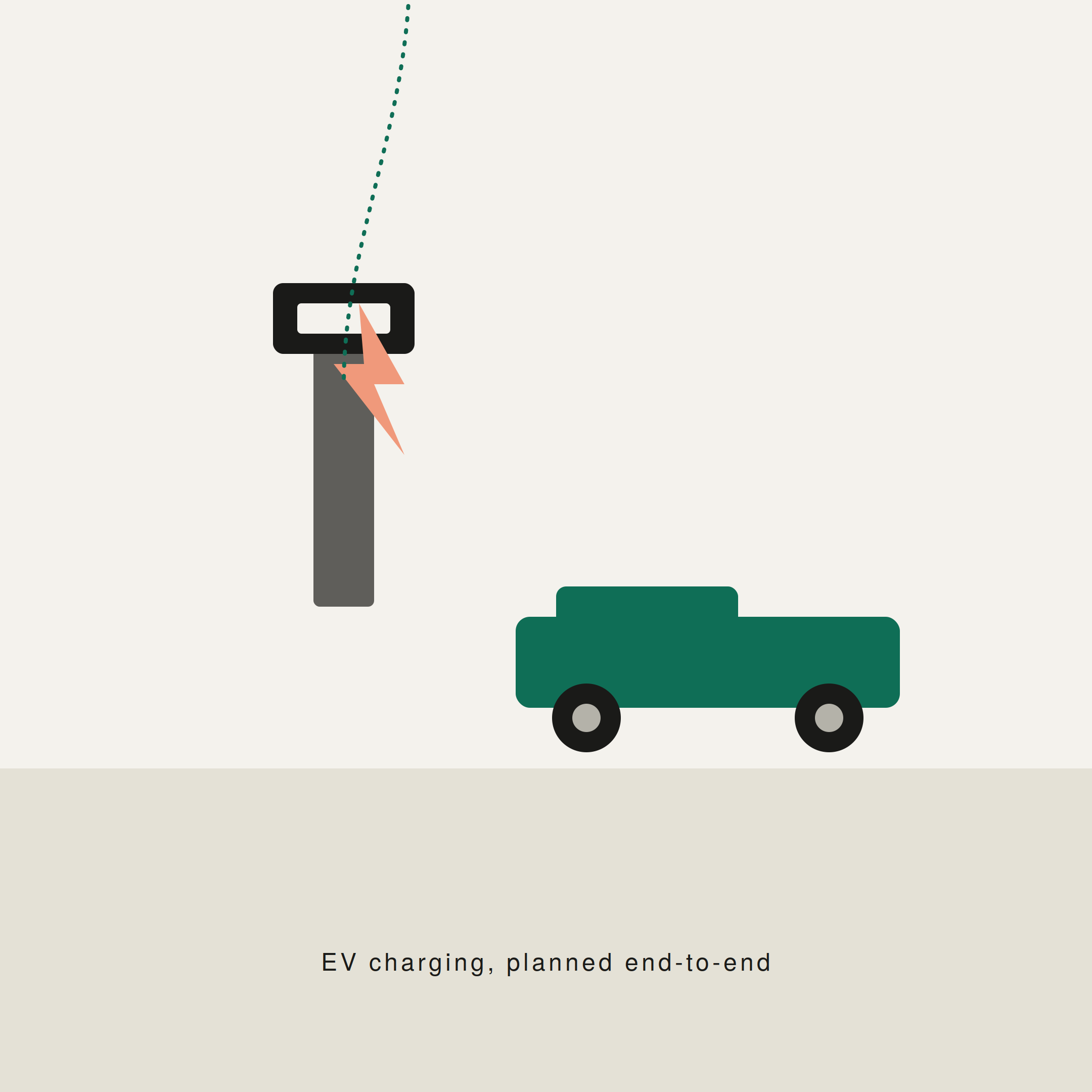 Geometric illustration of an EV charging point and electric vehicle